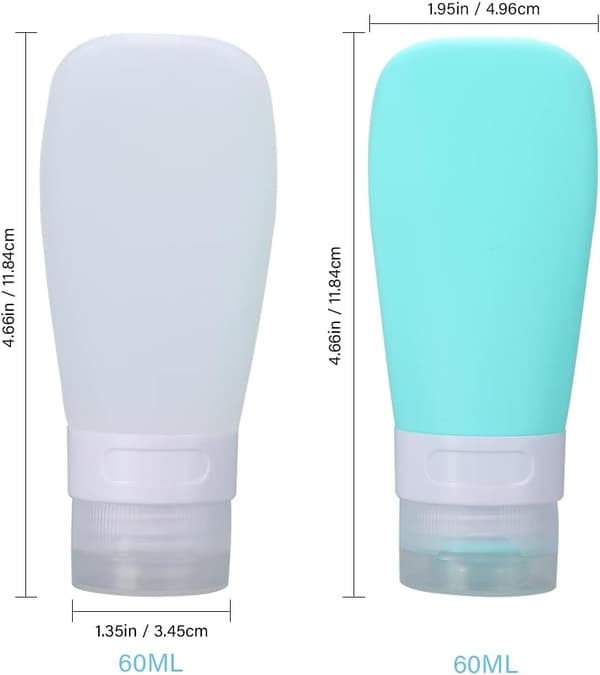 2 stk. reiseflasker i silikon, små tomme reiseflasker (60 ml)