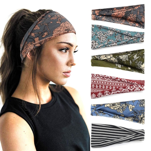 Boho Hovedbånd til Kvinder Fashion Bred Hovedbånd Yoga Workout Hovedbånd Hår Tilbehør Bånd