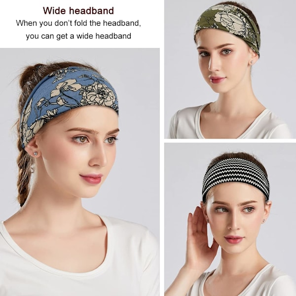 Boho Hovedbånd til Kvinder Fashion Bred Hovedbånd Yoga Workout Hovedbånd Hår Tilbehør Bånd