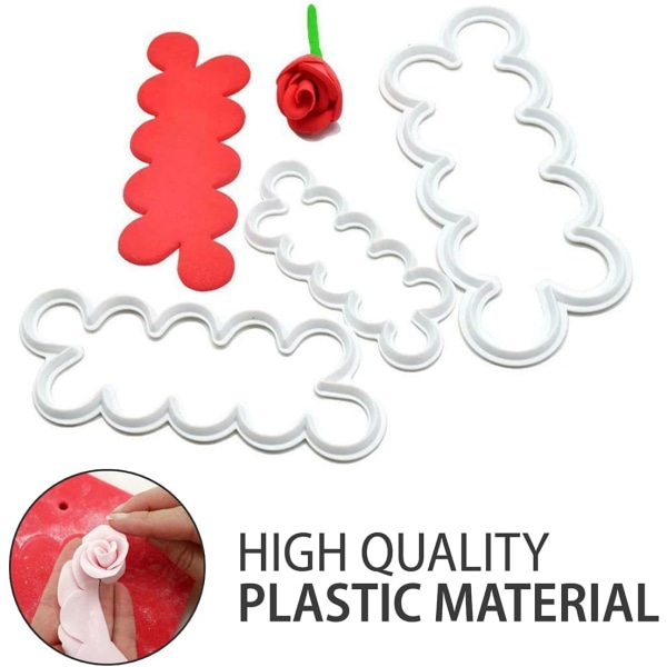 Kakepynt Blomsterformer - 3 stk Spiselige Roseblader Plast Kakeformer Fondant Blomsterformer Og Kuttere