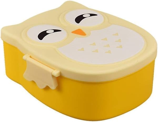 Bærbar Rektangulær Ugle Matboks, Lufttett Matbeholder for Fruktkonserver for Barn og Voksne. Yellow