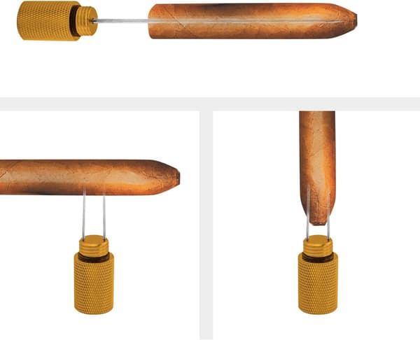 Cigar Punch 3-i-1 Multiværktøj med Trækforbedrer, Kutter og Dobbelt Buffer – Et Must-Have for Cigar-Entusiaster (Guld)