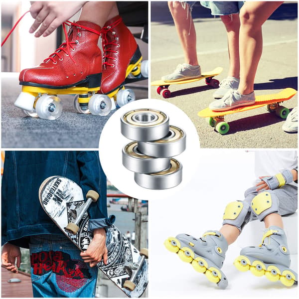 20 stk. skateboardlejer, 608ZZ dobbelt skærmede kuglelejer, små reservedele til longboard rulleskøjter (sølv)