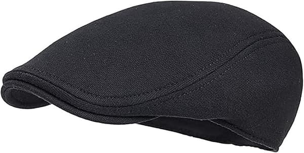 Flat beret for høst og vinter med topplue Black