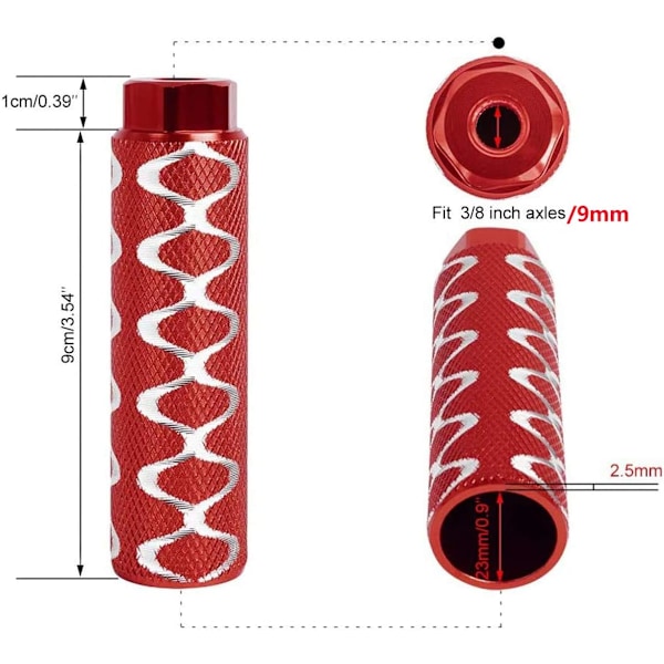 2 kpl alumiiniseospyörän jalkatappeja, liukumattomat jalkatappeja, tapit, liukumattomat takajalkapolkimet, pyöräilytarvikkeet red