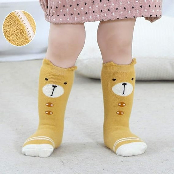 Baby Girls' Anti-Slip Socks Winter Cotton Pack of 6 M