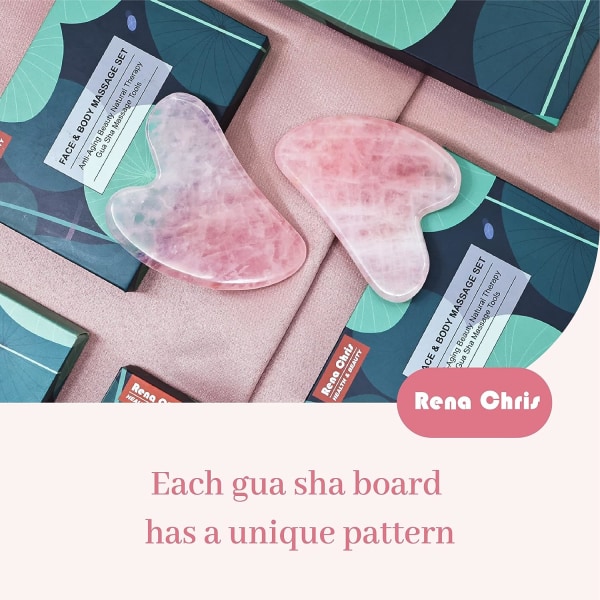 Rose Quartz Gua Sha, Natural Jade Ansigtsværktøj til SPA-akupunktur, Pink Sten til Kropsansigt Hals og Øjne, Hudplejegave til kvinde