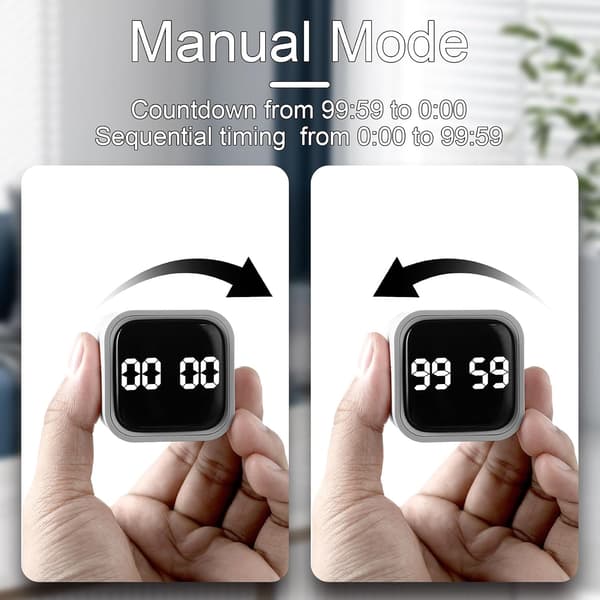 Tyngdekraftssensor Flip Cube Timer, Køkkentimer til madlavning, Lydløs studietimer, Digital nedtællingstimer til børn, Fitness (Hvid)