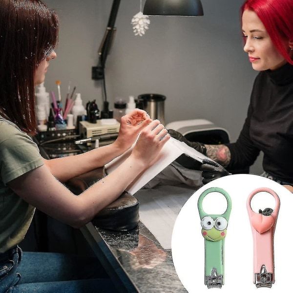 2 st rostfritt stål professionell nagelklippare fingerverktyg (grön, rosa)