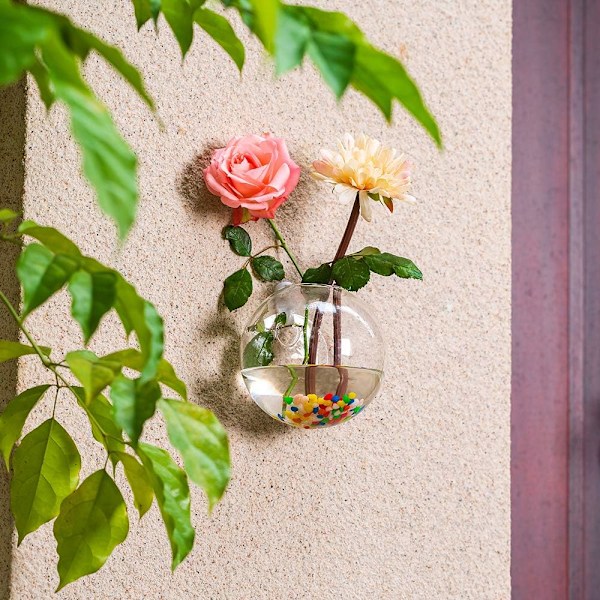 Glasvägghängande Planterare 2 st Sfärisk Form Växtkrukor Terrarium Behållare Vas Med 10CM Färgglada Inomhus Utomhus För Ditt Hem Trädgård Bröllop