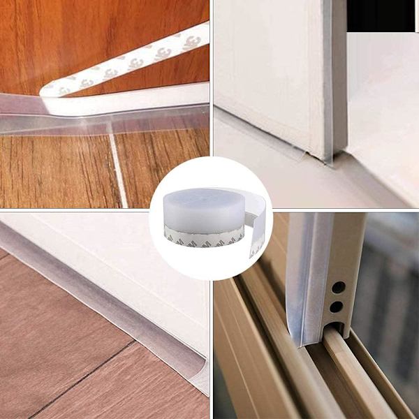 Silikon tätningslist, 10 m silikon dörrbotten tätningslist tejp transparent väderlist självhäftande drag excluder tejp 4,5 cm