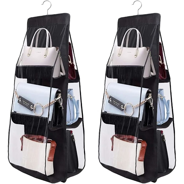 2 stk. Garderobes Opbevaringspose, Skab Organizer Pose, Håndtaske Hanger Organizer til Skab, til College, Student, Stue