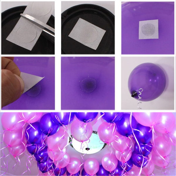 200 st ballonger limprickar klistermärke, dubbelsidig självhäftande tejp för fest bröllop julfödelsedag (2 rullar)