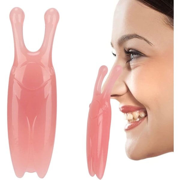 Gua Sha ansiktsverktøy, nesemassasjer, høy nesebroskrape, Gua Sha massasjeværktøy for nesekjeveforming, reduserer hevelse (rosa)