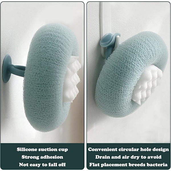 2 i 1 med Solros Badboll Sugpropp Badsvamp Exfolierande Rengöringsborste Svamp Mesh Kudde Duschboll (Beige + Blå)