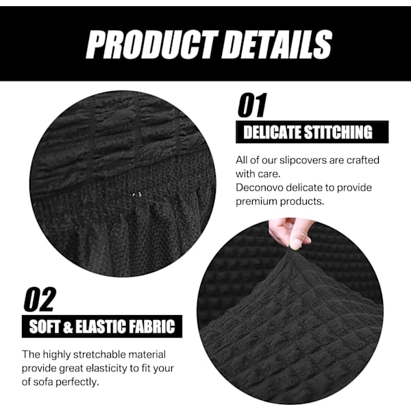Elastiskt sofföverdrag halkfritt sofföverdrag elastiskt sofföverdrag Black 140CM