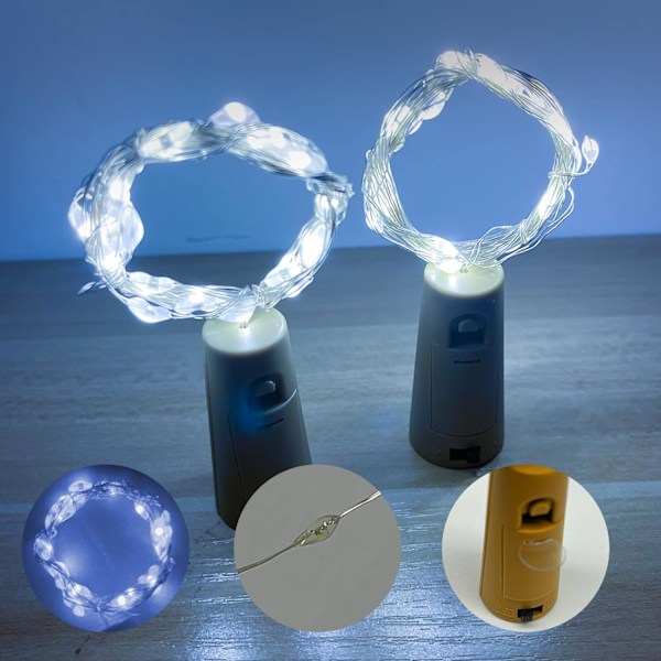 LED-flaskhängande ljus, [3 stycken] 2m 20 LED för flaska, LED-flaskhängande ljussträng Vattentät flasklamp Silvertråd Flexibel Dekoration