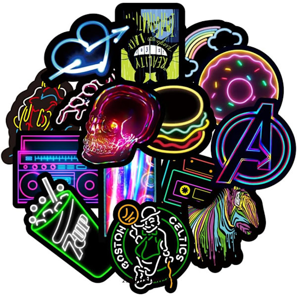 50 STK Klistremerker, Graffiti Klistremerker, Neon Graffiti Laptop Klistremerker, Vanntette Klistremerker, for Sykler, Skateboards DIY Patches Dekaler