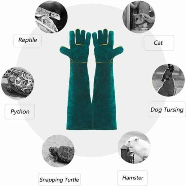Anti-Bite Animal Handling Gloves, Safety Leather Work Gloves for Bathing, Grooming, Handling Dog, Cat, Bird, Snake, Reptile - Protective Gloves