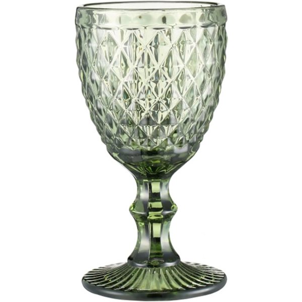 Set med 1 färgglada vinglas med vintagepräglad mönster för fester, bröllop, årsdagar, kristallglas