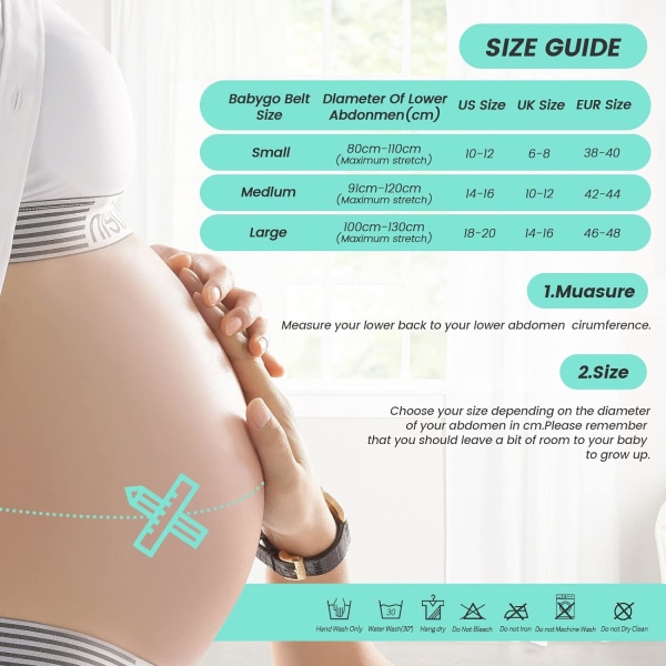 Graviditetsmagband, 3 i 1 Graviditetsmagband för gravida kvinnor, andningsbart och justerbart magband storlek M
