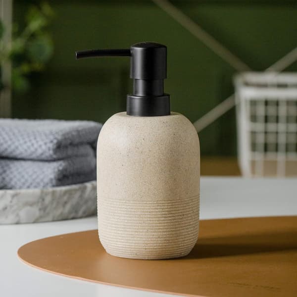 2 stk./sæt sæbedispenser sæt, håndsæbe lotion dispenser til badeværelse, til elegant badeværelsesindretning, sæbedispenser (beige)