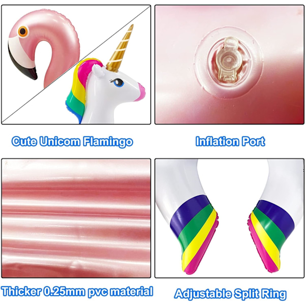 2-pack poolflottör för barn, enhörning och flamingo, badleksaker för barn i åldrarna 3-8 år