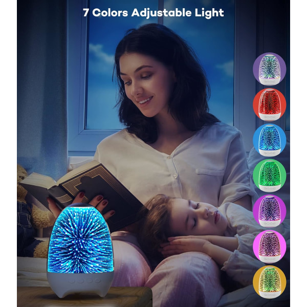 Bluetooth-højttaler natlys, 3D Galaxy-sengelampe med berøringskontrol, dæmpbar RGB 7-farvet variabel LED bærbar trådløs opladning soveværelse bordlampe