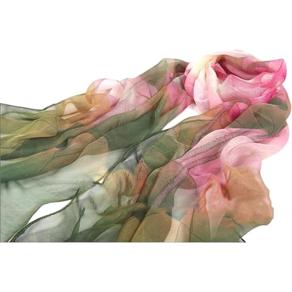 Georgette Chiffon Scarf Kvinnor Lång Scarf Blommönster A