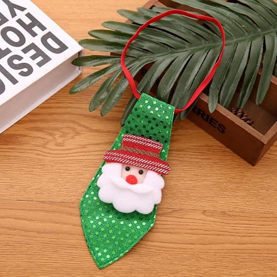 Julslips för barn 2-pack, julslipsar som lyser, paljettförknutna elastiska slipsar, för män pojkar julfestdräkt (grön och röd)