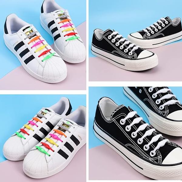 36 st Slipsko utan slips för barn och vuxna Lata elastiska skosnören Slipsfria elastiska snören Flerfärgade för sneakers stövlar brädskor och casual skor