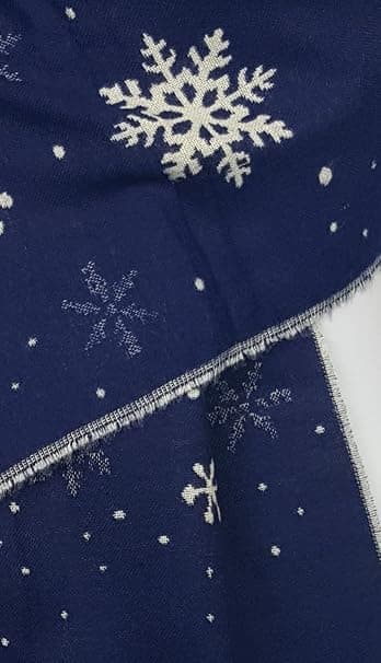 Sjal-skjerf i juletema – høst- og vinterstil 1 – marineblå