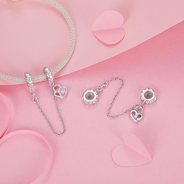 925 Sterling Sølv Hjerteformet Charm Dame Armbånd Halskæde Vedhæng Ferie Fødselsdagsgave til Min Kone og Elsker color 2