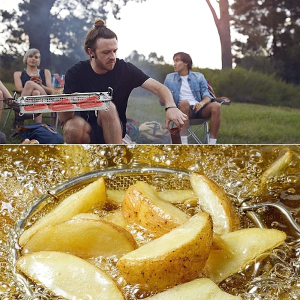 Grillkurv for grill - Grillkurv med håndtak, stekepanne sett kurv, grillkurv i mesh