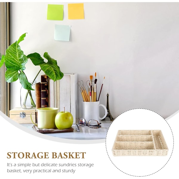 Köksredskapsarrangör med avdelare i rotting, bestickkorg, bestickarrangör