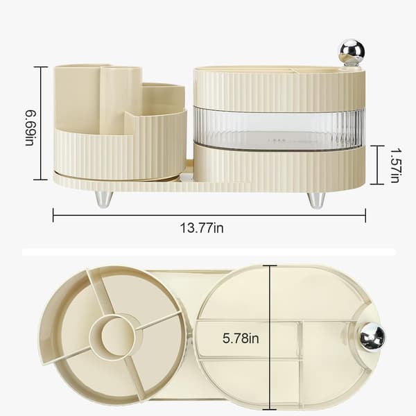 Makeup Organizer, 360° Roterende Make Up Organizer med 3-lags rum, Perfekt til Kommode, Badeværelse, Soveværelse (Hvid, Tre lag)