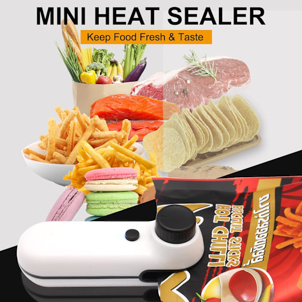 Miniposeforsegler, 2 i 1 USB-oppladbar varmeforsegler og kutter, miniposeforsegler med myk magnet