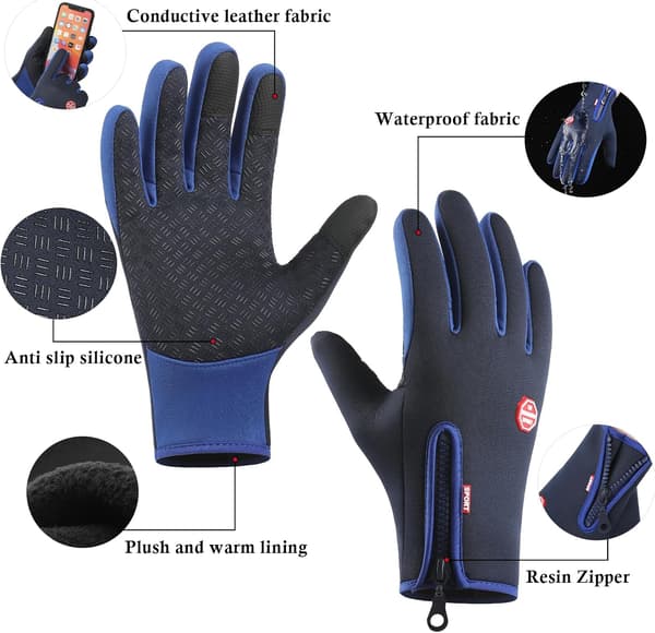 Vinterhandskar, pekskärm, halkfria lätta foder, gel - elastisk mudd - termisk mjuk, för cykling, sport, klättring, orange, M