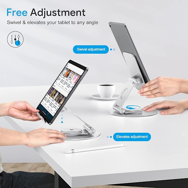 360° roterbar tablet-holder, egnet til tablets op til 12,9 tommer Silver