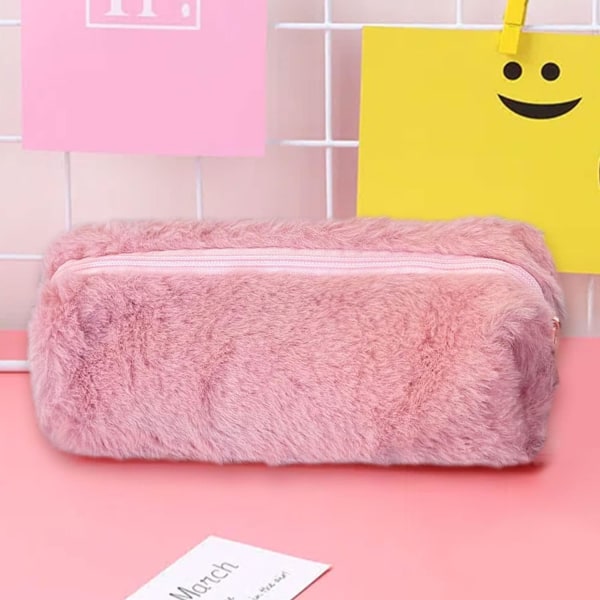 Plush Pennfodral, Fluffigt Pennfodral för Flickor Mjukt Pennfodral Plush Fuzzy Pennväska Fluffig Söt Pennfodral för Barn Studenter (rosa)