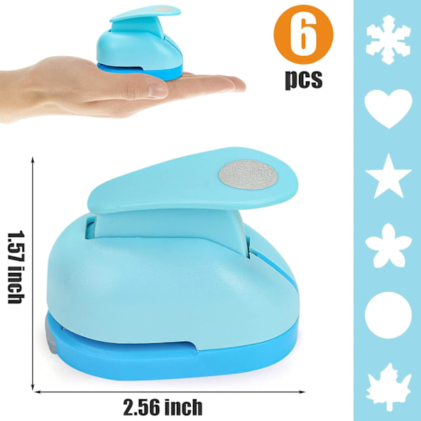 Punch Craft Set, 6PCS Hålstansningsformer Hålstans för hantverk Pappersstansar Dekorativa Snöflinga Stjärncirkel Hål