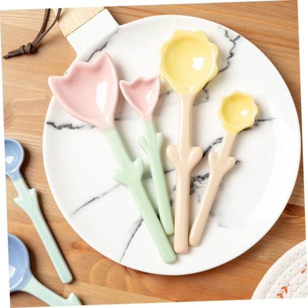 3 stk. Keramiske Blomsterske Suppeskeer Teskeer Kaffeskeer Serveringsskeer Suppe Serveringsskeer Model Kaffeske Grapefrugt Fo