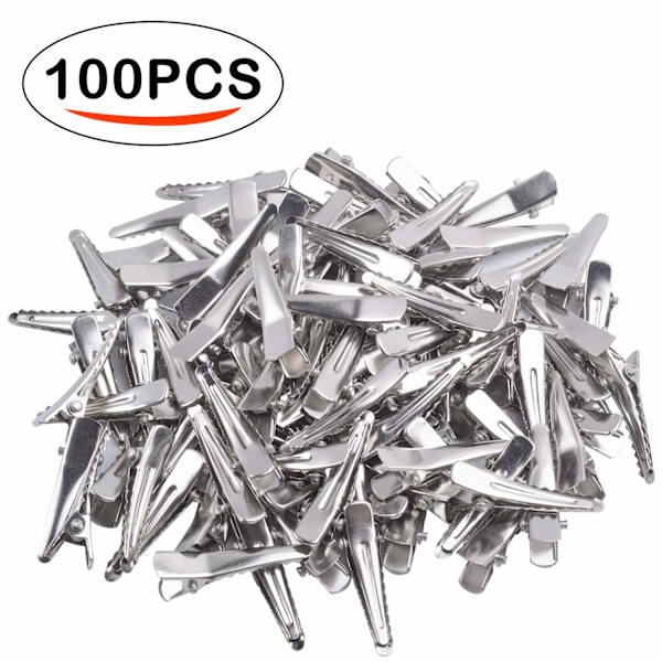 30MM små alligatorhårklämmor, 100 stycken silvermetall alligatorhårnålar tänder bågar krokodilhårklämmor hållare tillbehör 30MM