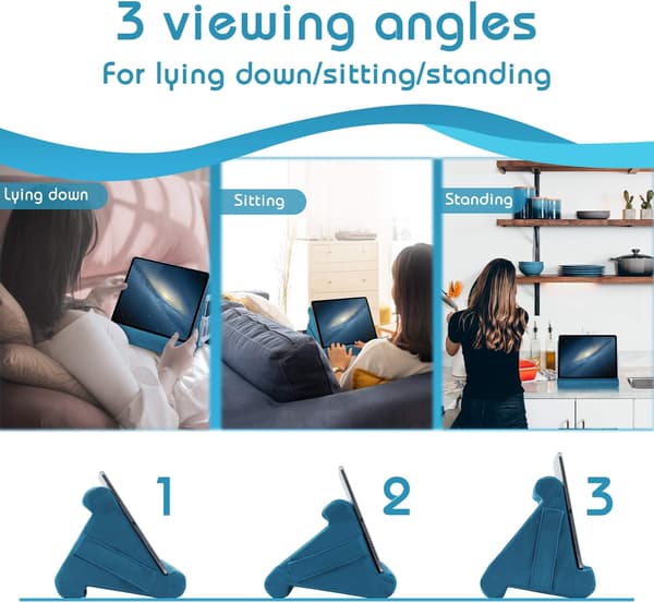 1 stk. Tablet Pudeholder til IPad Pude-Stativ, Blød Multi-Vinkel Telefon Pude Skødholder til Tablet/iPad - Søblå