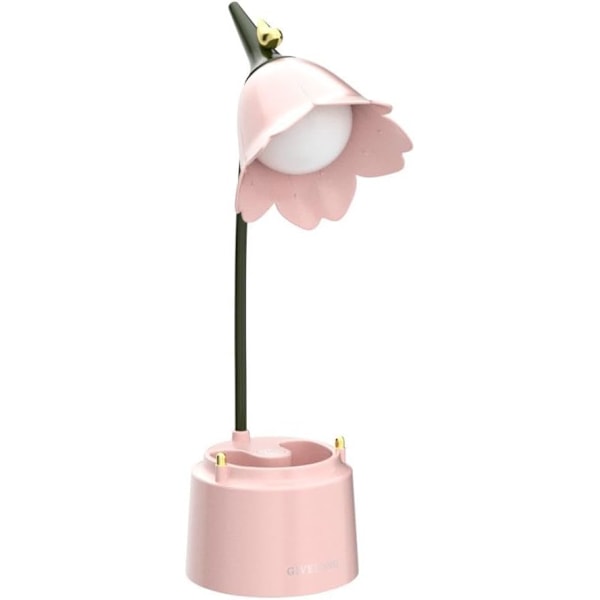 Rosa Skrivebordslampe, Søt Barnelampe, Oppladbar LED-lampe med USB-ladeport, Fleksibel Svanenhals, 3 Fargemoduser & Trinnløs Dimming, for Studier, Rom, Kontor