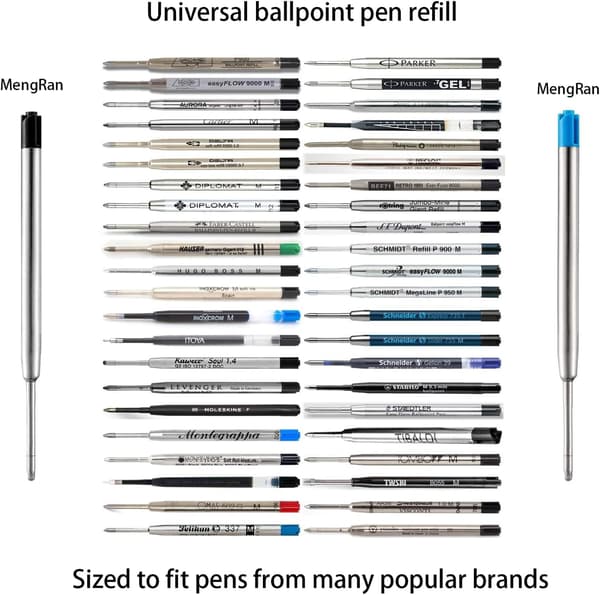 3,9'' Kuglepen Refills, Medium Spids, Blækpen Refills, Kompatibel med Parker Pen Refill (10 stk) (Sort Blæk)