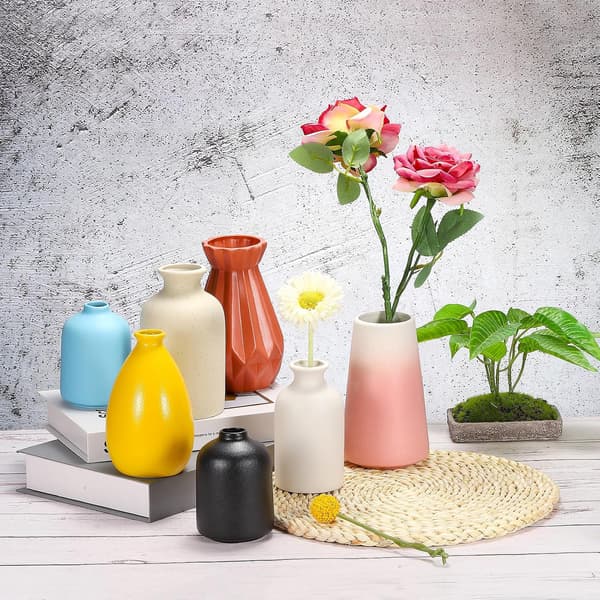 Blomstervase, keramiske vaser til blomster, minimalistisk blomstervase, bordpynt til pejs, stueindretning, gradient pink