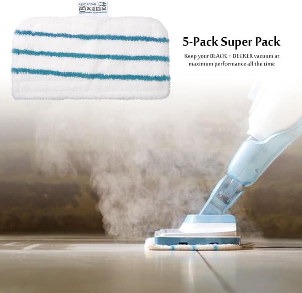 5-pakning mikrofiber-erstatningsrengjøringsputer for Black & Decker dampmopp
