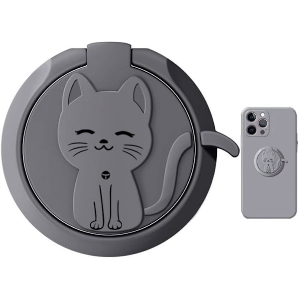 Katt Fingerring Metall Mobilhållare Söta Mobilringstativ Gray
