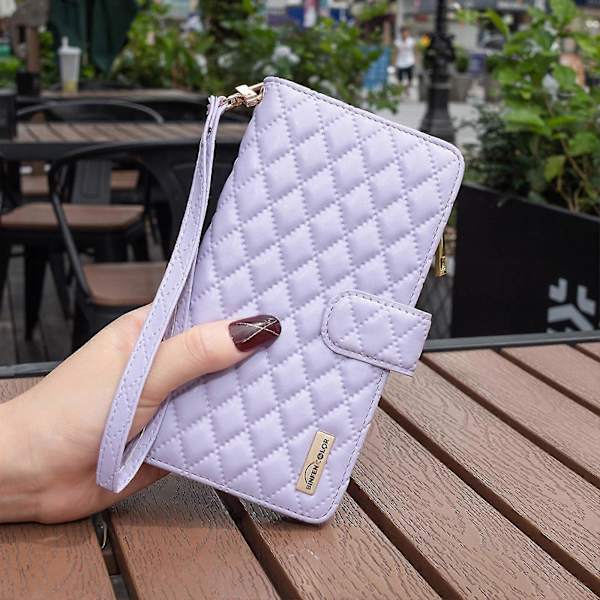 Lompakkokotelo vetoketjulla, yhteensopiva Samsung Galaxy Z Fold 4:n kanssa, PU-nahkakansi rannehihnalla ja korttipidikkeellä